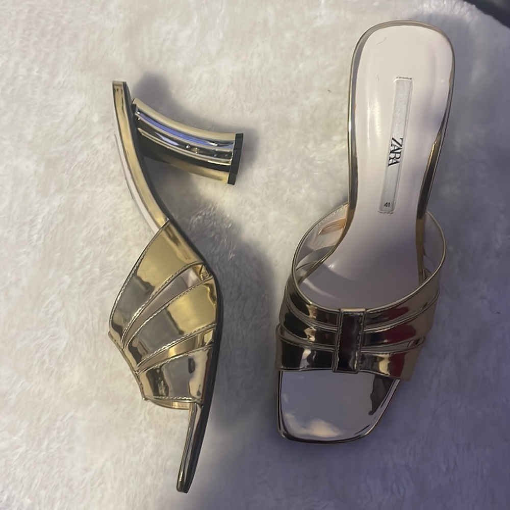 Zara Gold Mules